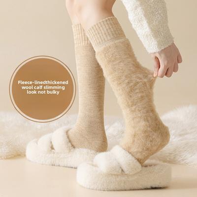 3 Pairs of Women's Winter Extra Thick Fleece Wool Cold Proof and Long Knee Length Stockings