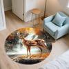Deer by Waterfall  Round Area Rug,Carpet Rug for Living Room Bedroom Sofa Playroom Decor,Non-slip Floor Mat