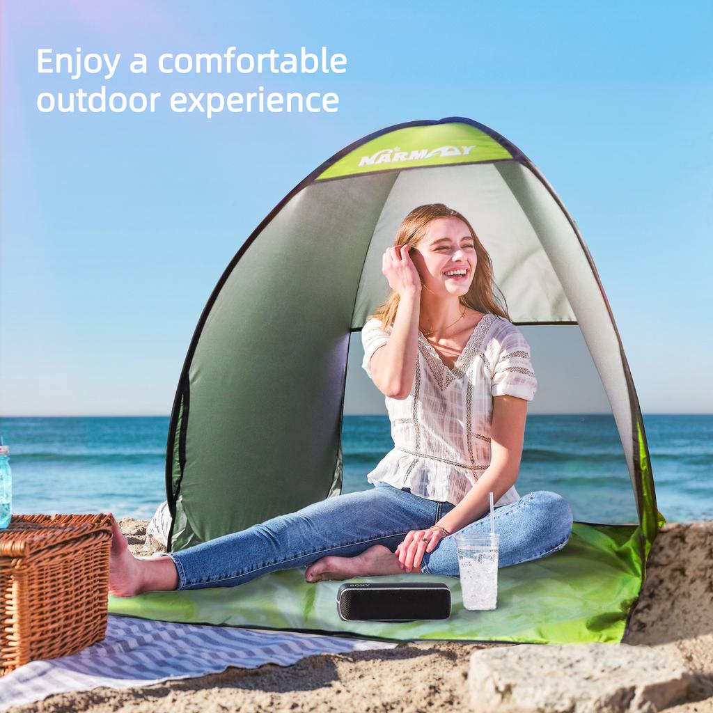 Tenda de Praia Pop-Up Resistente a UV e Impermeável Abrigo de Sombra Solar para Acampamento