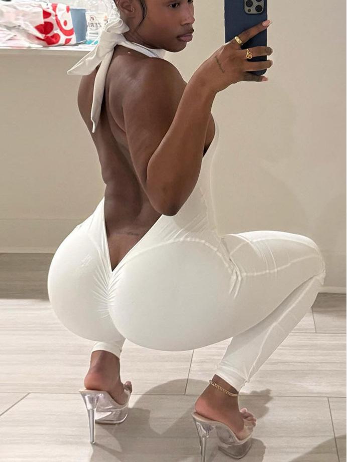 European-American Solid Color Halter Backless Yoga Jumpsuit, Spring/Summer 2026 Collection