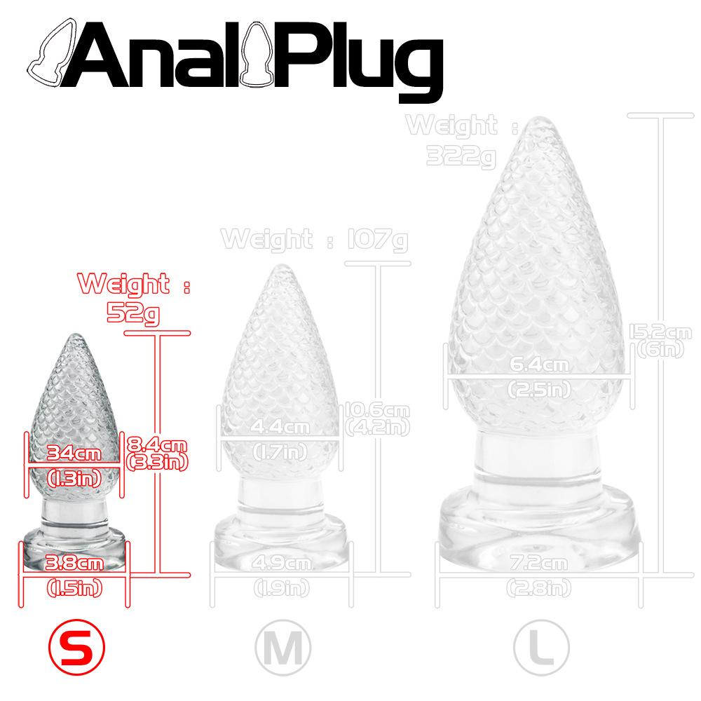 Multi-size Transparent Rear Hole Anal Plug with Suction Cup and Soft Stimulation for SM Play