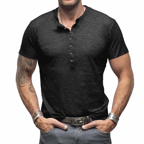 Summer Men's Casual Men's Tops Classic Men's Henley Shirt Bamboo Cotton Pure Cotton Short Sleeve T-Shirt Cool Feeling