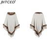 BITCED Knitted Fringe Cape for Women - Autumn/Winter Solid Colour Oversized Pullover Shawl Coat