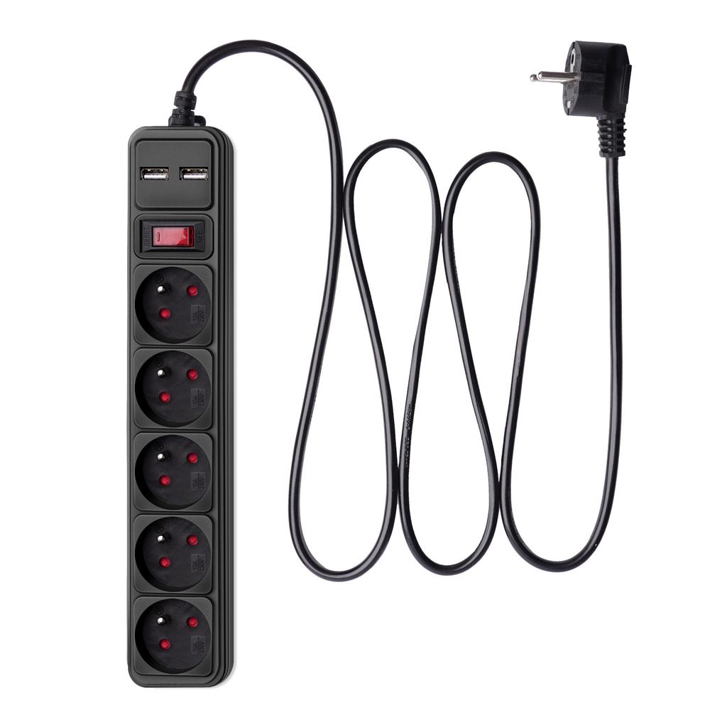 Akyga Ak-Sp-05U Surge Protector Power Strip Extension Cord 5 Sockets 1.5