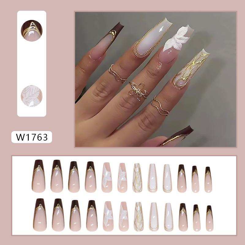 

Накладной ноготь в виде кленового листа, накладной ноготь, чистый белый накладной ноготь, французская накладка, съемный ноготь, 24 шт.