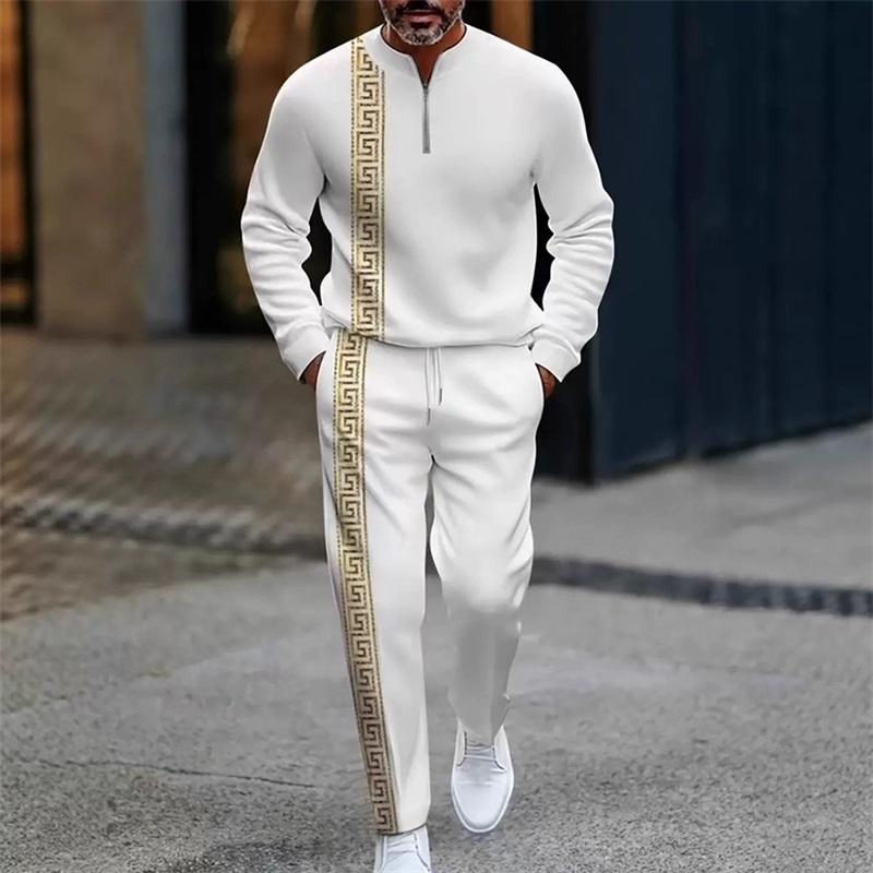 Men's 2Pcs Tracksuit Half Zip Sweatshirt  Jogger Pants Set