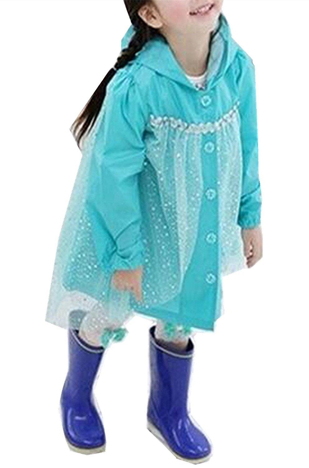 

mimi Rain Princess Rainwear for Perfect for and Rainy Days [sweet store] Girls Poncho, Style, Kids, Daycare, Kindergarten, Bicycles, (100cm, Blue) синий