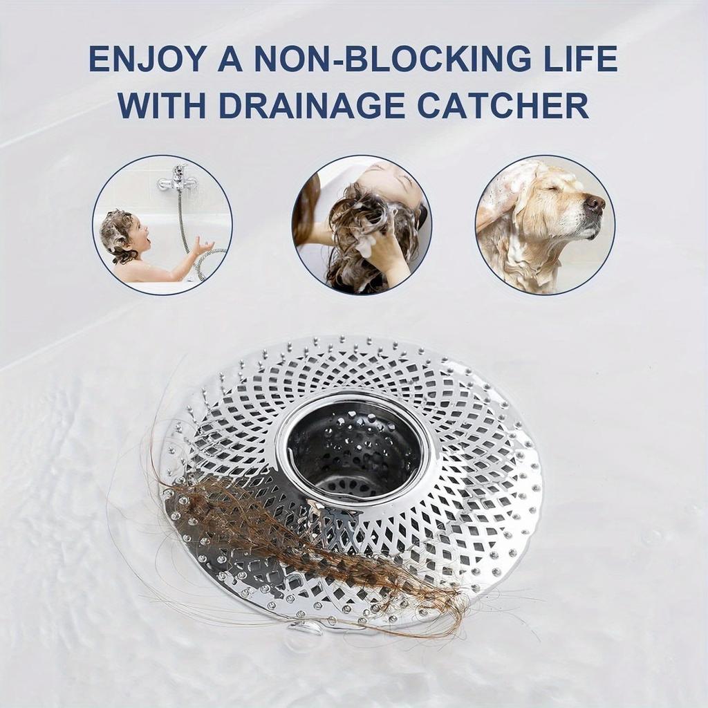 Stainless Steel Sink Strainer Drain Filter for Bathroom Kitchen Bathtub Drain Hair Catcher Drainage Cover with Anti-Clogging Design