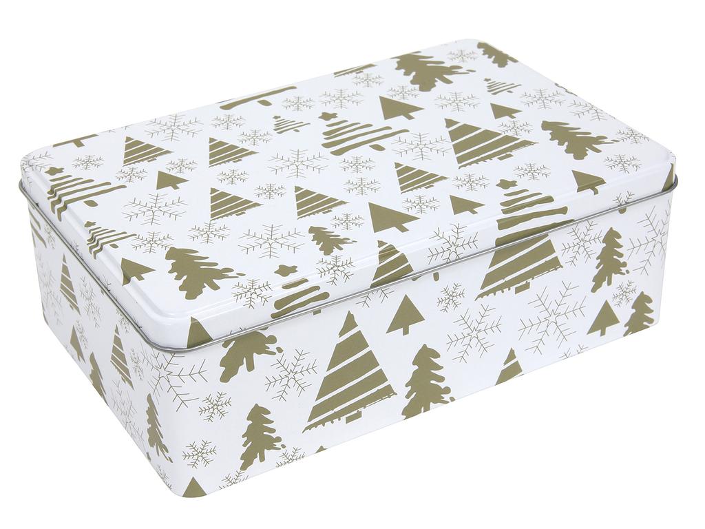 CHRISTMAS TIN BOX FOR COOKIES, GINGERBREAD, SWEETS, RODS 20x13x7CM