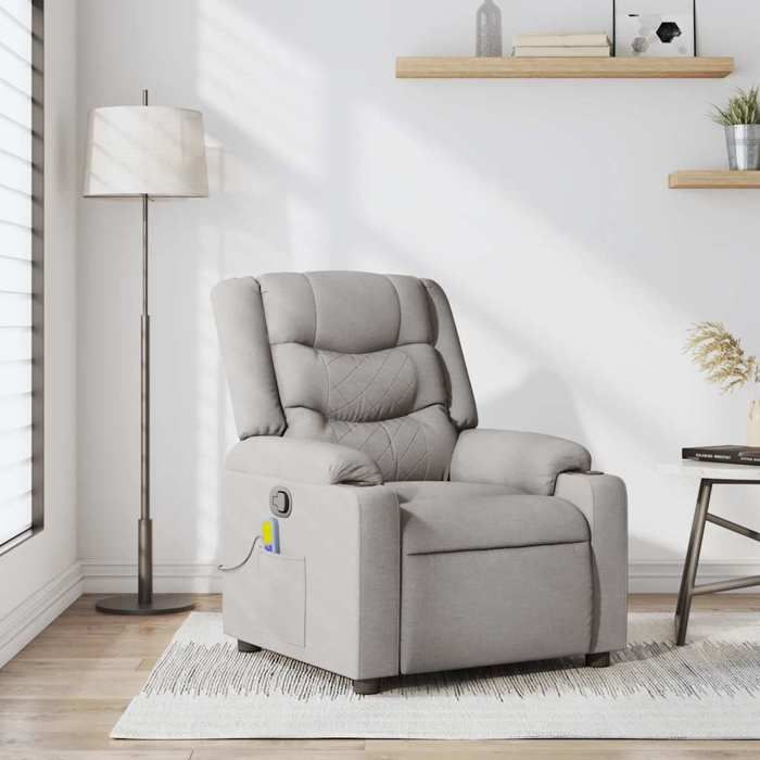 VidaXL Fauteuil de massage inclinable gris nuage tissu 4019935