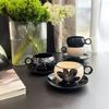 Retro Floral Style Coffee Cups and Plates - High-end Narcissus Flower Cups and Plates - Floral Latte Art Decorative Tea Set