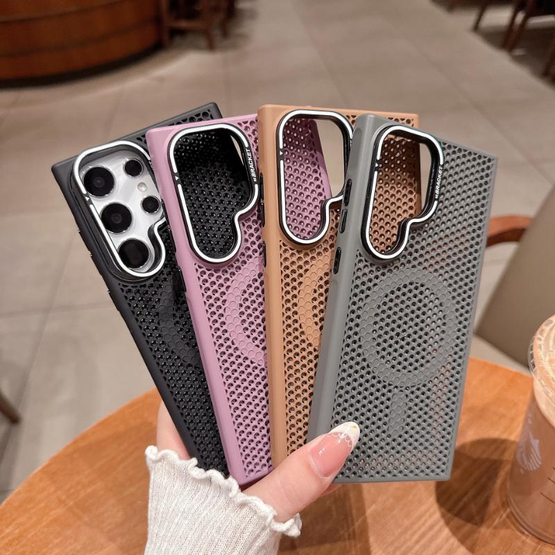 Heat Dissipation Mesh Cooling For Magsafe Magnetic Case For Samsung Galaxy S26 Ultra S25 S24 S23 Ultra Plus + Alloy Lens Bracket