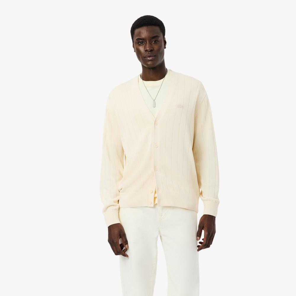 [Lacoste] Men s PARIS PACK Ribbed V-Neck Cardigan AH1039-56G056 3