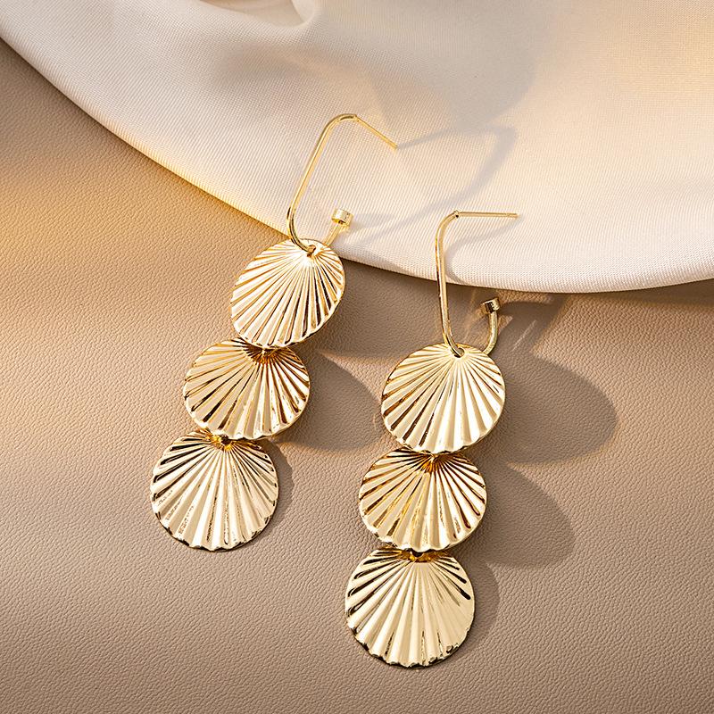 Серьги с металлическим корпусом, Высококачественные преувеличенные длинные серьги, Геометрический дизайн, Круглые серьги, Женские