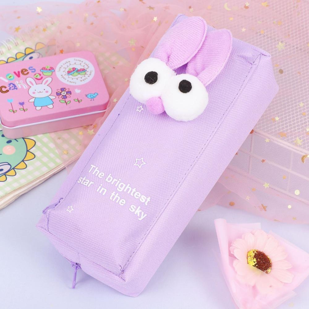 

Cute Cartoon Rabbit Pen Bag Large Capacity Pen Organizer Pouch Stationery Storage Bag School фиолетовый