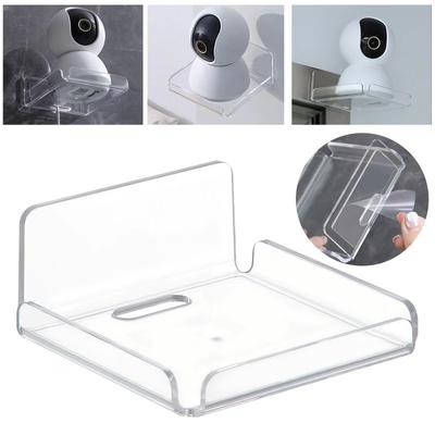 4pcs Wall Shelves Clear Acrylic Floating Shelf Small Security Camera Wall Mount Stand Adhesive Hanging Shelves for Speaker Plant