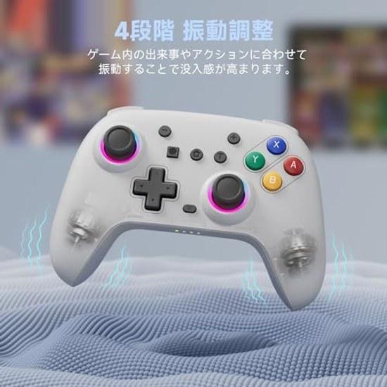 Switch Controller Wireless Hall Effect Stick RGB Light Back Buttons TURBO Rapid Fire 4-level Vibration Adjustment 6-axis Gyro Sensor 800mAh Battery PC