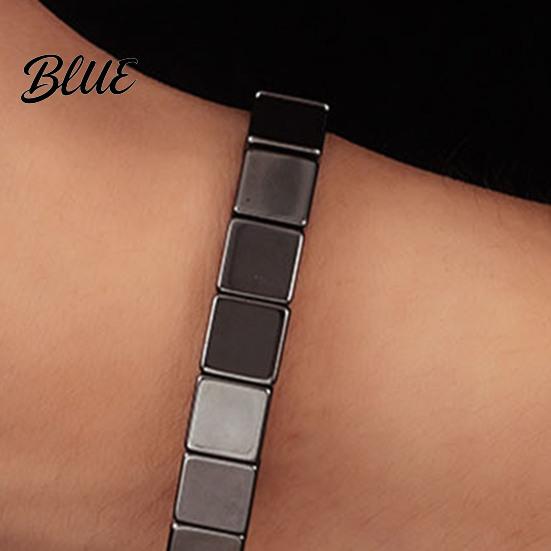 Bracciale Comfort da Uomo Regolabile Banda Nera di Pietra Gallica Superficie Liscia