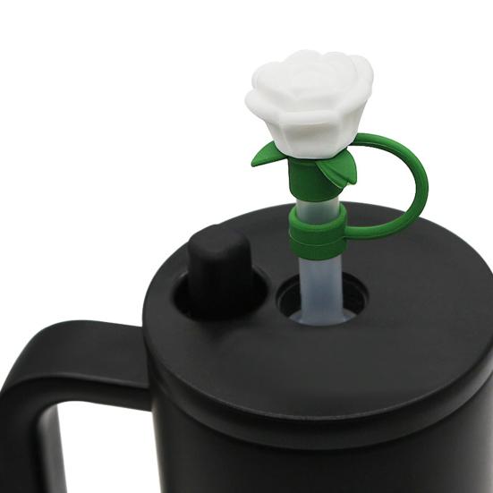 1/9 ks silikonové víčka na brčko pro šálek 30/40 oz Roztomilé květinové zavírače brček pro skleničku 10mm prachotěsné obaly na slámku na pití Víčka na opakované použití