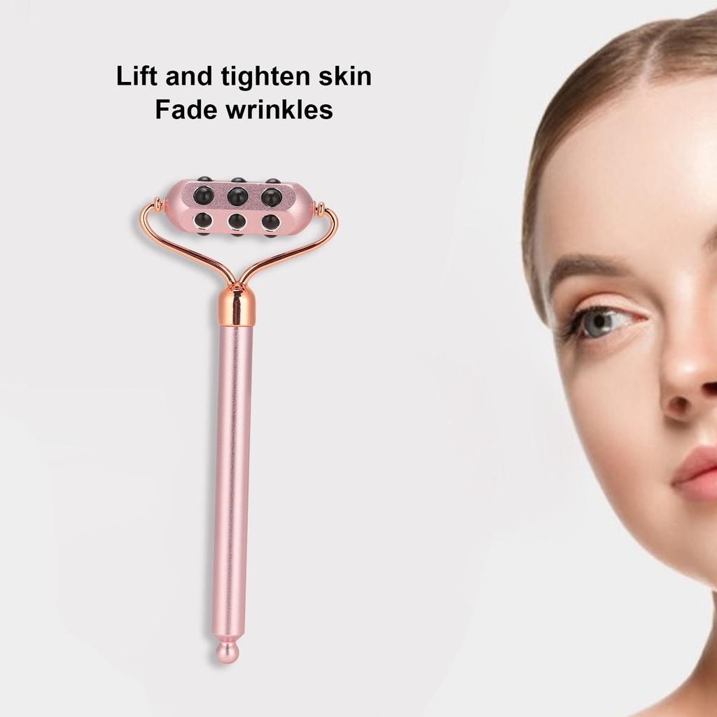 Face Beauty Massage Roller Aluminium Alloy Promote Absorption Germanium Manual Roller Pink