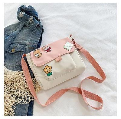 1 Stück Leinwand Kleine Tasche Damen Individuell Umhängetasche Niedlich Student Koreanischer Stil Einzelne Handytasche Schultertasche