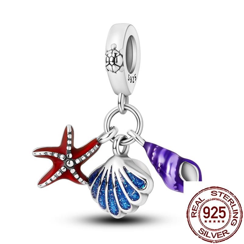 Uroki Oceanu Miedziana Rozgwiazda Muszla Ślimaka Ośmiornica Żółw Morski Ryba Koraliki Pasują do Bransoletki Naszyjnika Kobiety DIY Biżuteria