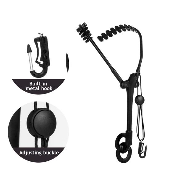 Saxofonový ramenní postroj Nastavitelný saxofonový dvojitý ramenní krční popruh s kovovým otočným hákem pro saxofon barytonový klarinet