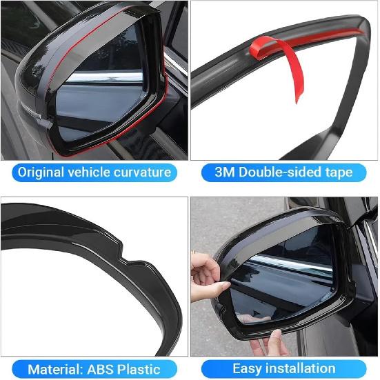 Auto Seitenrückspiegel Regenschutz Augenbraue Verkleidungsrahmen Aufkleber Schale Zubehör Passend für CR-V 6. Generation 2023-2025(Schwarz)