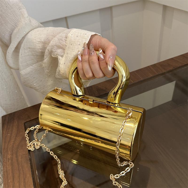 This year's popular bag women's 2025 new European and American fashion glossy shoulder bag ins acrylic portable cylinder bag