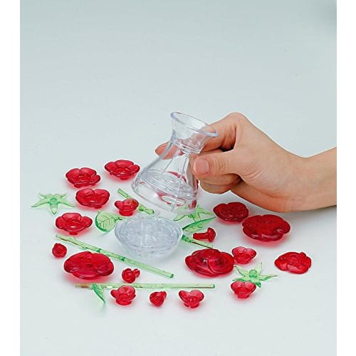47 piece crystal puzzle 6 rose red