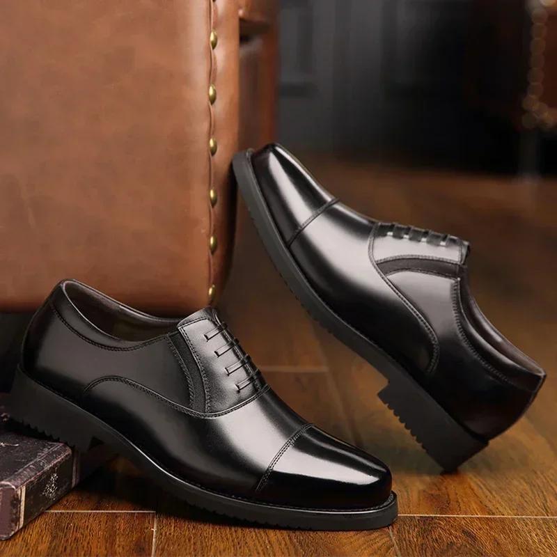 2024 Man Split Leather Shoes Rubber Sole Size 48 Man Business Office Male Dress Lether Shoes