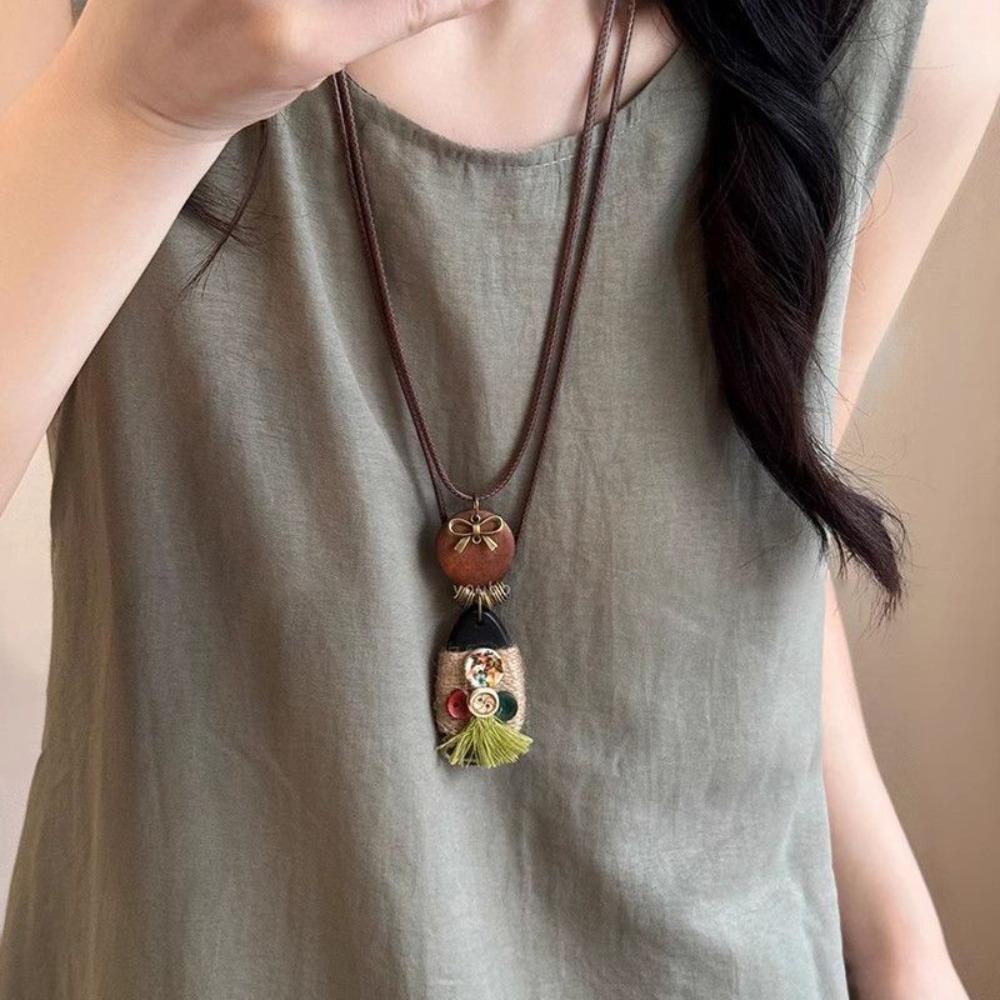 

Вінтажне намисто з підвіскою у вигляді пера та листка, етнічний ланцюжок для светра, нове довге намисто-роуп, жіноче D