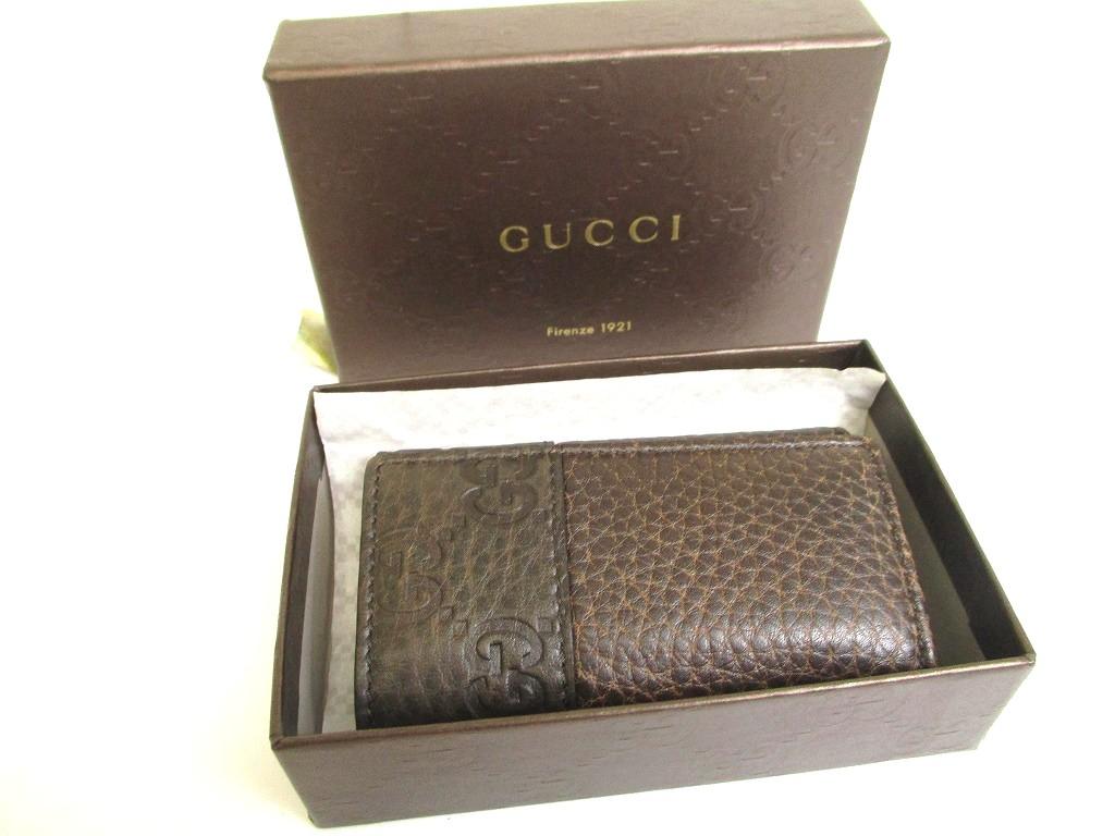 Authentic GUCCI GG Dark Brown Leather 6 Pics Key Chain #a995  Refurbished