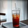Large Capacity Glass Straw Cup High Value Glass Cup with Cover Summer Milk Tea Cold Drink Cup High Temperature Resistant Vertical Water Cup