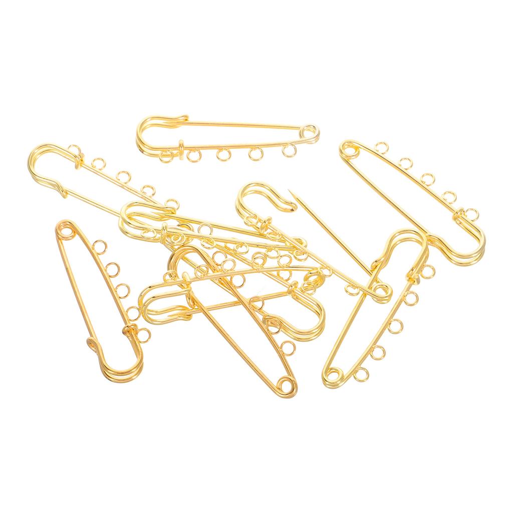 10Pcs Decorative Safety Pins with Holes DIY Brooch Base Pins Craft Jewelry Making Accessories for Hats Scarves Blankets Sweaters