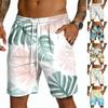 Men's Casual Drawstring Shorts Lightweight Quick-Dry Five-Point Hawaiian Print Beachwear Summer Bottoms with Elastic Waistband