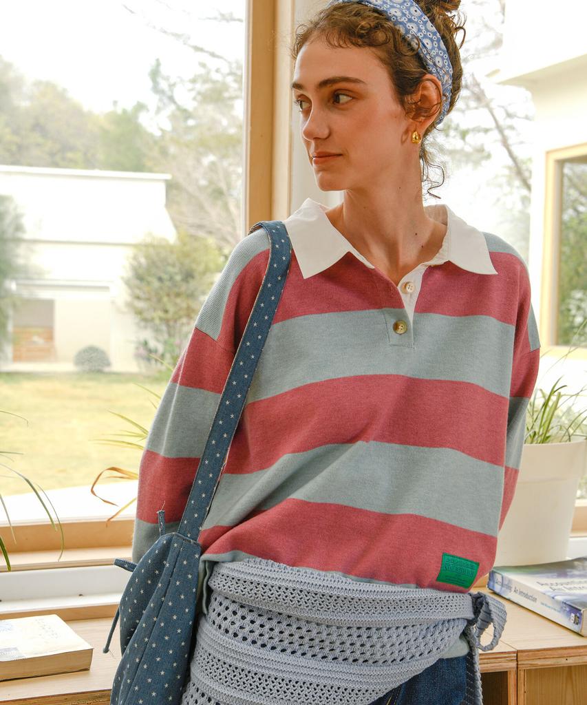 PIGMENT Rugby Spring Collared Knit (Tdsw251117)