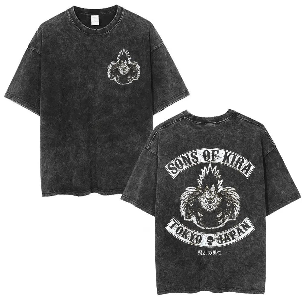 Vintage Washed Anime Death Note Misa Amane T Shirts Men Women Clothing Cotton Casual T-shirt Fashion Retro Short Sleeve T-shirts