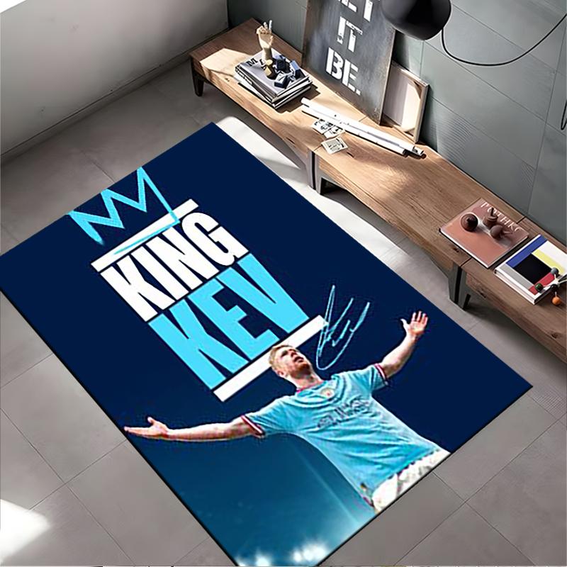 Sports Area Rug, King Kev Kevin De Bruyne Man City Blue Crown Poster, Fan Cave Decor, Non-Slip Mat
