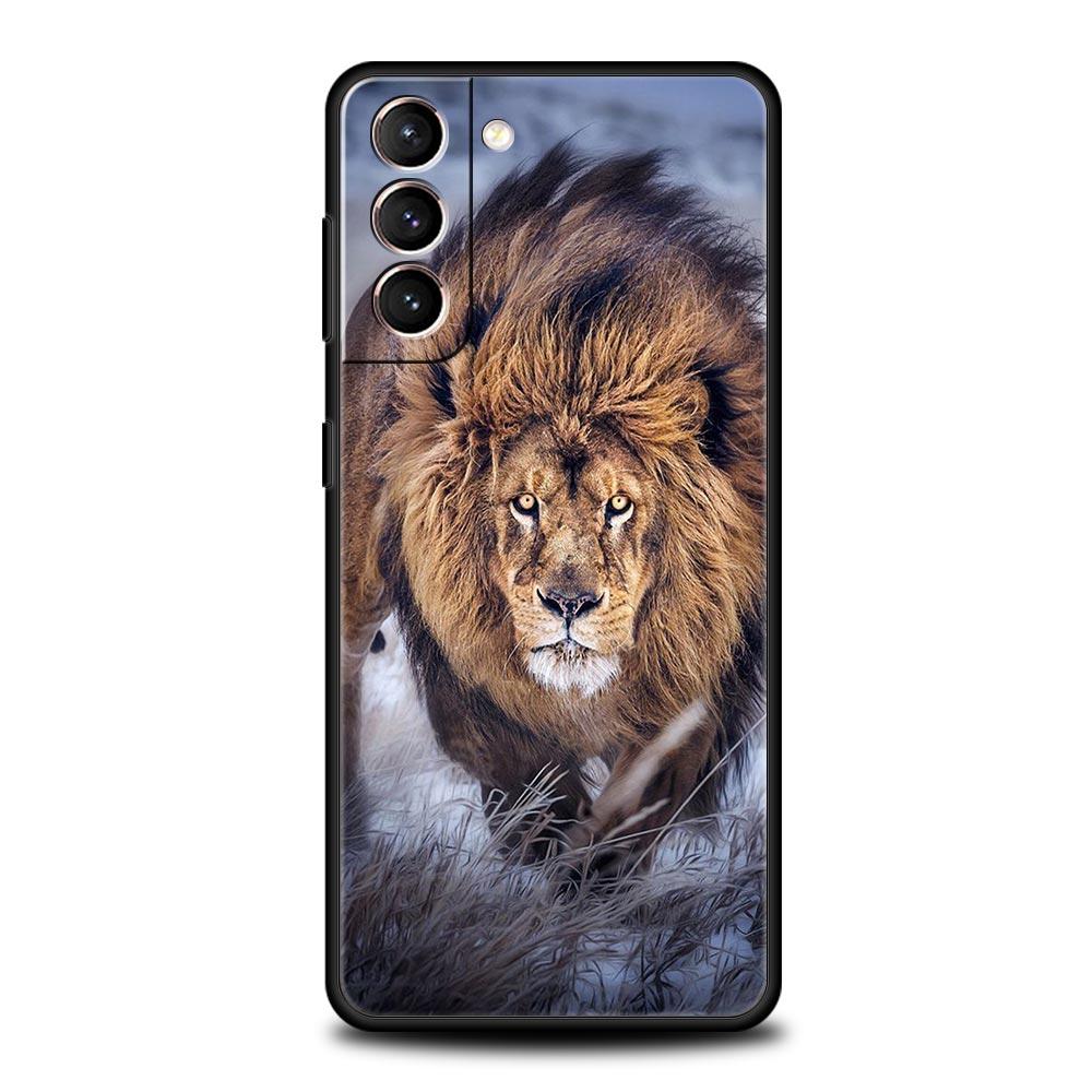 Lion King Animal Phone Case For Samsung Galaxy S25 Edge S24 S23 S22 S21 Ultra S20 FE 5G S10 S10E S9 Plus Soft TPU Cover