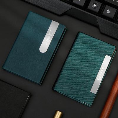 Men's and Women's Large Capacity Creative Business Card Holder with Free Engraving - Simple and Portable Design.