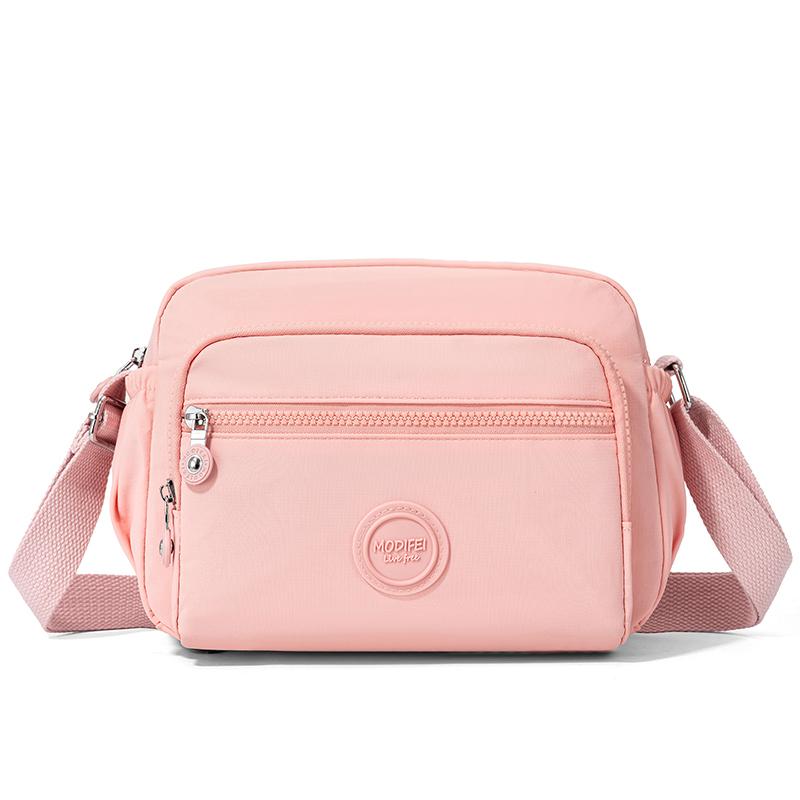 Crossbody Bag Multi-Layer Pocket Shoulder Bag Water-Repellent Nylon Women's Small Square Bag