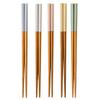 Wakasa Lacquer Chopsticks Non-slip Processing 22.5cm Set 5 Guests Bamboo Susutake Linen Made Japan 265106