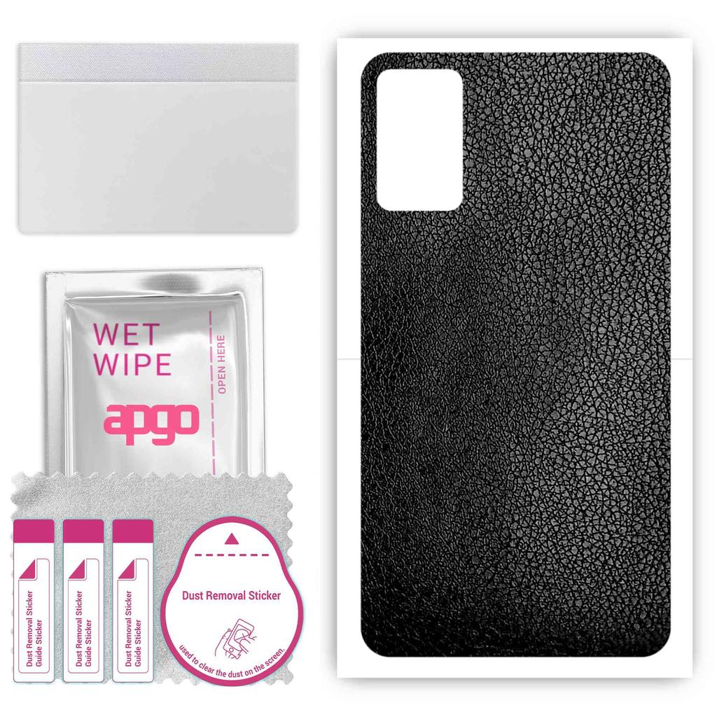 apgo Protective Skin Sticker for the back compatible with TCL 403, Wrap Film, Foil, Vinyl - Pattern Black Leather