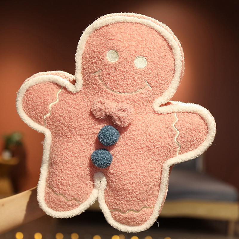 Gingerbread Man Pillow & Christmas Tree Cushion Set - Festive Holiday Decoration Gift for Kids