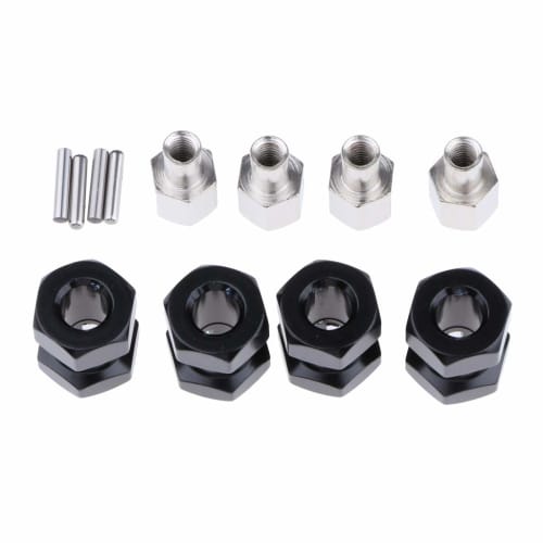 P Prettyia 12mm Hex Hub Extension Adapter Combiner for RC Crawlers, Black, 15mm Length
