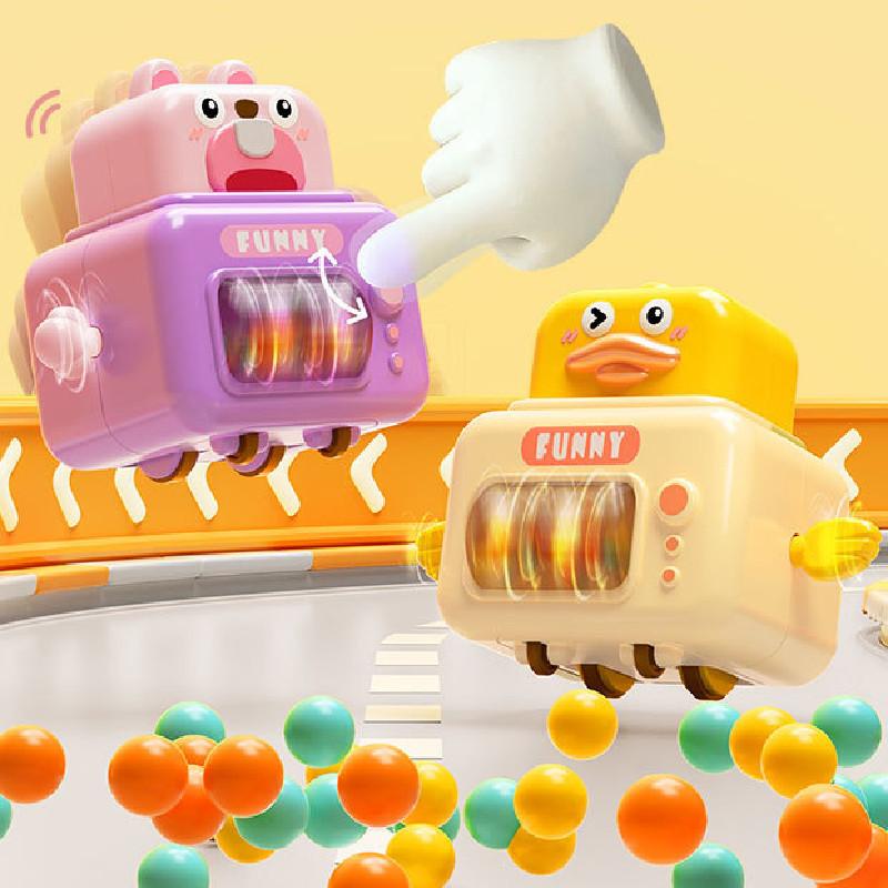 Adorable Cartoon Animal Push And Go Car With Pressable Head And Sound Rattle