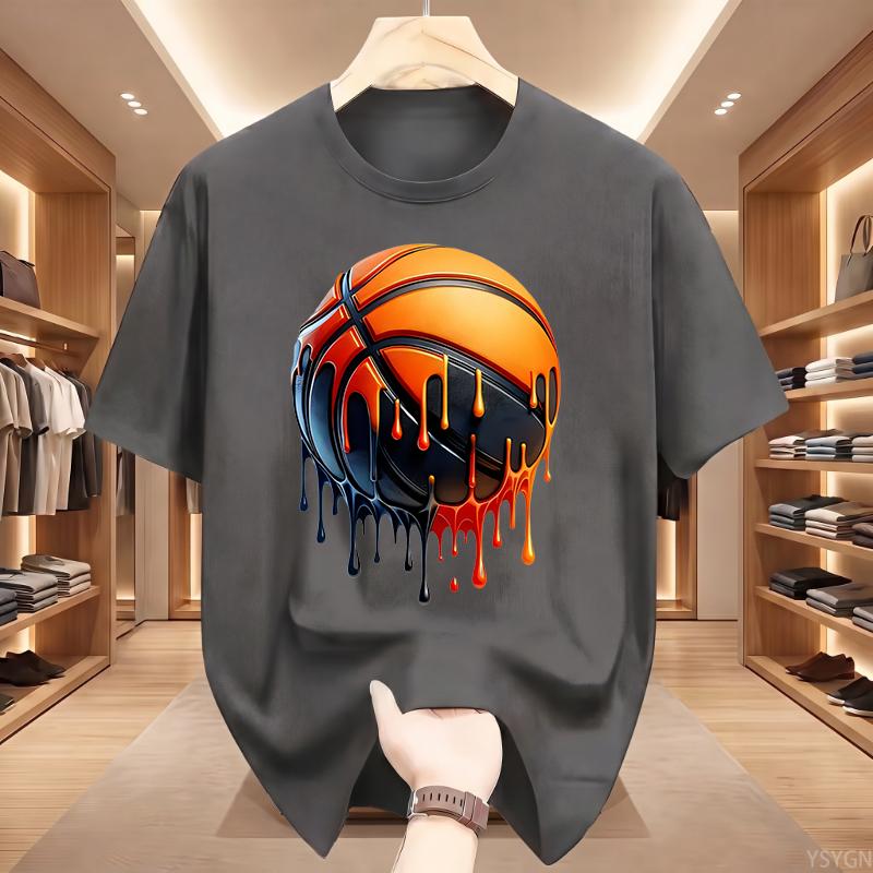 Unisexs Dripping Basketball Graphic TShirt Streetwear Hip Hop Tee Oversized Fit WHITE Top for Unisex Trendy Summer Style