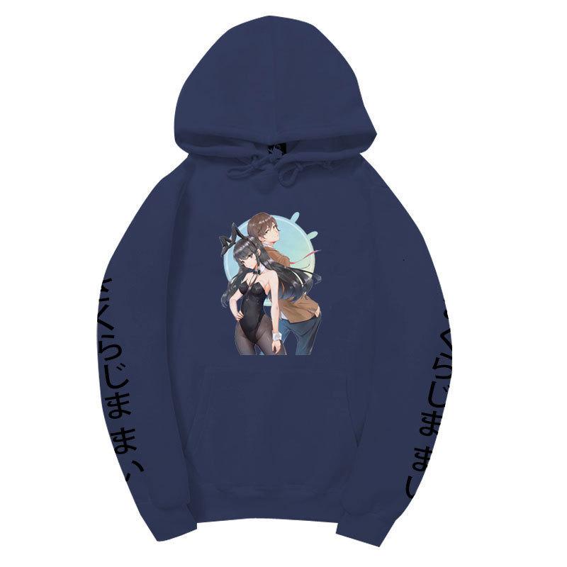 Rascal Does Not Dream of Bunny Girl Senpai Mai Sakurajima Unisex Fleece Hoodie Vertical Japanese Text Sleeve Anime Print Long Sleeve Sweatshirt