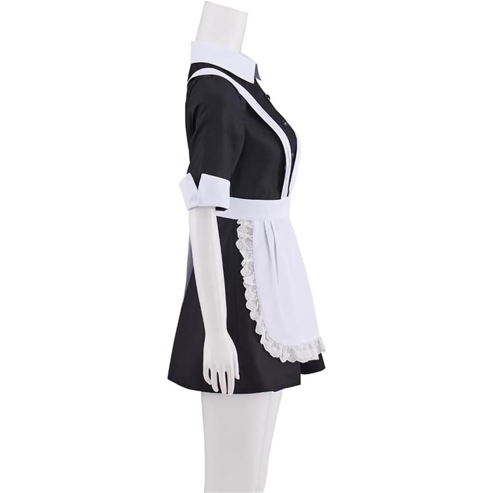 (XL) Dámský magentový cosplay kostým Hororová show Služebná Uniforma Zástěra Šaty Halloweenský outfit